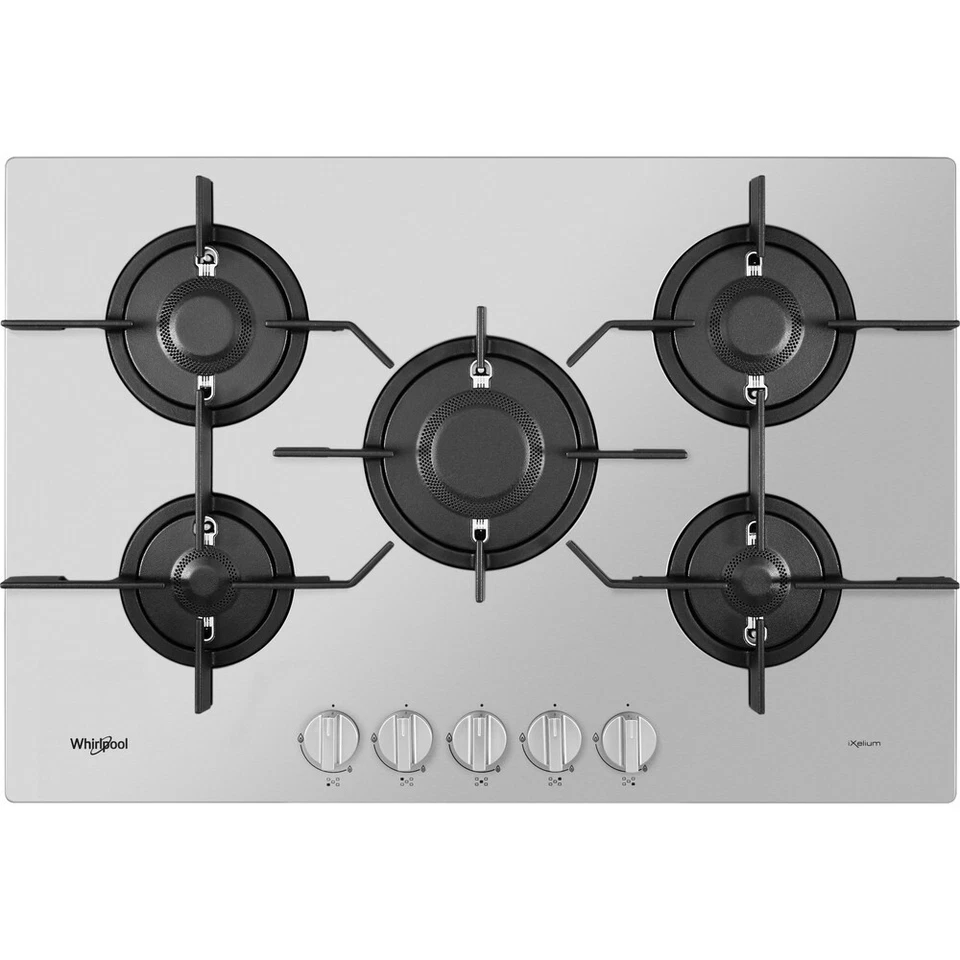 Whirlpool PMW75D2IXL Stainless Steel 75cm 5 Burner Gas Hob -**2 YEARS GUARANTEE - Image 1 of 4