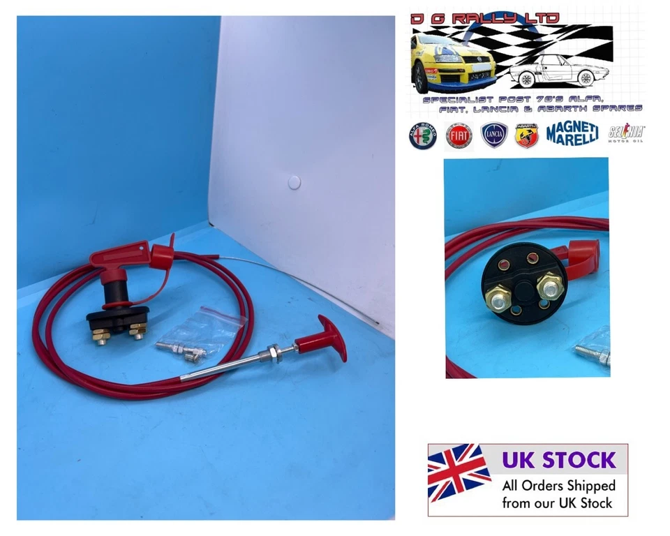 Battery Isolator Cut On/Off Switch and 6 Foot T-Pull Cable With Red T Handle - Image 1 of 1