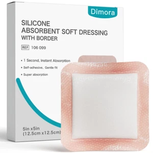 Silicone Super Absorbent Wound Dressings - Gentle Adhesive Bandages with Ultraso - Picture 1 of 12