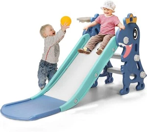 3 in 1 Slide for Kids Baby Play Climber Slide Set with Basketball Hoop & Ball AU - Picture 1 of 7