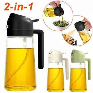 16Oz Oil Dispenser Sprayer 2 in 1 Olive Oil Dispenser Bottle for Kitchen 470ml - Picture 1 of 26