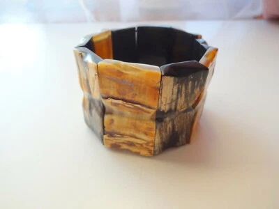 Brazalete Modernista Masivo Natural Cuerno de Búfalo Bambú Foto 1 de 4