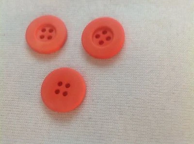 NEW 25 PC  3/4 INCH BIGHT ORANGE  DULL/MATTE FINISH  4 HOLE BUTTONS - Image 1 of 3