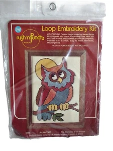 VTG BOYE Rush 'N' Punch Colorful OWL 5" x 7" Loop Embroidery KIT #7920 NOS 1980 - Picture 1 of 7
