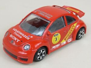 Bburago Volkswagen New Beetle Cup Red Car 1/43 Pirelli Sony Sponsor Logo Diecast