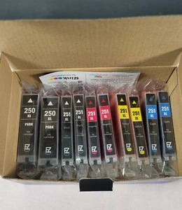 E-Z Ink 250XL PGBK, 251XL Black & 251XL Yellow Magenta, Cyan 10 Cartridges Canon - Picture 1 of 4