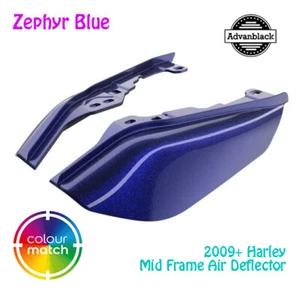 Zephyr Blue Mid-Frame Air Deflectors Fit 2009+ Harley Electra FLHT - Picture 1 of 5