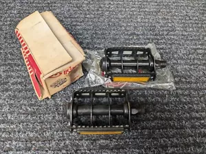 Vintage HTI Marque by HSINGTA BMX Pedals 9/16"Old School BLACK Rare BMX - Picture 1 of 7