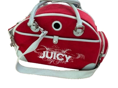 Juicy Couture Pet Carrier Red City Girl Dog Cat Strap Handles Y2K Bag Tote - Image 1 of 4
