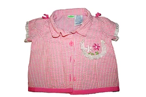 Sesame Street BLOUSE TOP pink white 2T short sleeve split 4 button front (L 4) - Picture 1 of 8