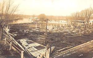 Cranston RI Rhodes On The Pawtuxet 1915 "Canoe Club" Fire Signed C.S.W. Postcard - Picture 1 of 2