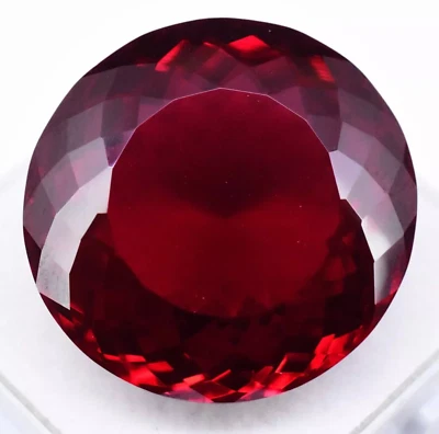76.60ct 26mm Round Large Mozambique Blood Red Ruby Loose Gemstone Gift for Women - Image 1 of 4