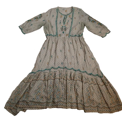 Maxi Vestido Lucky Brand Evelyn Bordado Asimétrico Boho Chic Talla XL Foto 1 de 4