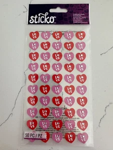 Sticko Autocollant Dimensional 50 PC Red/Pink Love Hearts w/Gems Scrapbooking - Picture 1 of 6