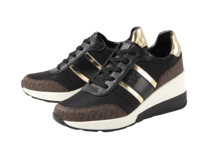 MICHAEL KORS BLACK/BROWN WOMENS TENNIS SHOE SIZES 6 AL 8.5, 43S2MAFSCD BLK - Image 1 of 3