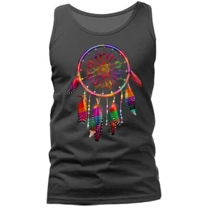 Camiseta sin mangas colorida Dreamcatcher plumas tribal nativo americano indio gráfico - Imagen 1 de 11