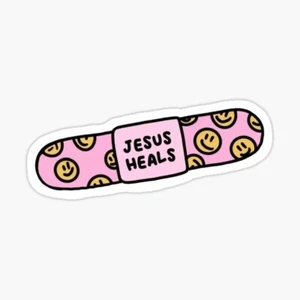 jesus heals Band-Aid Die Cut Sticker - Jesus Christ Christian Religious God - Picture 1 of 1