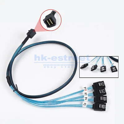 Internal HD Mini SAS SFF-8643 36pin to 4 x SATA 7pin Reverse Breakout Cable 80cm - Image 1 of 4