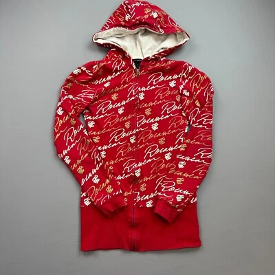 Sudadera con capucha vintage Rocawear para mujer pequeña roja delgada elástica cremallera completa AOP Y2K Foto 1 de 4