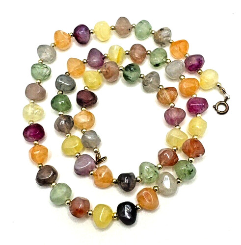 VETEMENTS Collana Perline Lucite Vintage Multicolore Pietre Finte Colori Divertenti 24"