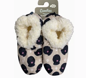 Comfies Black Labradoodle Slippers - Sherpa Lined bootie style slippers NWT - Picture 1 of 3