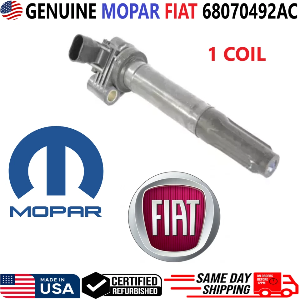 GENUINE MOPAR FIAT x1 Ignition Coil For 2012-2017 Fiat 500 1.4L I4, 68070492AC - Image 1 of 4