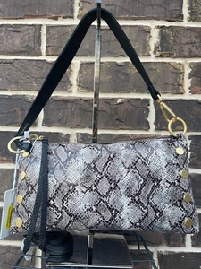 NWT $295 Hammitt Kyle Contrast Snake Leather Crossbody Shoulder Bag black grey - Picture 1 of 4
