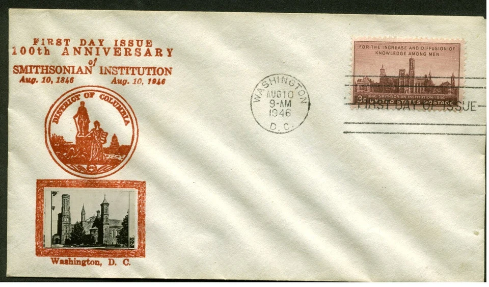 943 SMITHSONIAN FDC WASHINGTON, DC 8/10/46 CROSBY PHOTO CACHET FIRST DAY COVER - Image 1 of 1