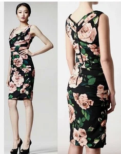AUTH Dolce&Gabbana floral printed ruched black dress, Size 42 - Picture 1 of 11
