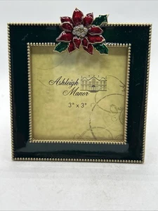 Bilderrahmen Weihnachten 3x3" Ashleigh Manor Weihnachtsstern & Strass Grün & Gold - Bild 1 von 8