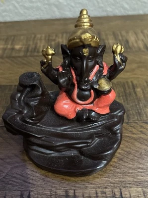 QUEMADOR DE INCIENSO Polyresin Showpiece Lord Ganesha Cono de Reflujo de Humo Figura Hindú Foto 1 de 4