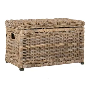 Elijah 30" Natural Wicker Storage Trunk with Removable Lid Collapsible Rattan - Picture 1 of 10