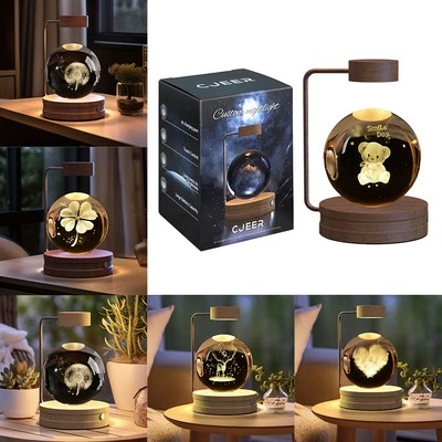 3D Crystal Ball Night Light LED USB Bedside Lamp Gift for Kids & Adults - Imagem 1 de 4