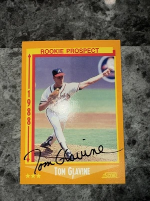 1988 Score - Tom Glavine #638 (RC) Autographed JSA - Image 1 of 2