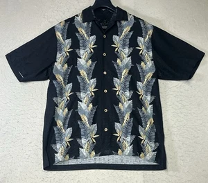 Tommy Bahama Shirt Mens Black Silk Floral Hawaiian Button Up Camp Casual Size L - Picture 1 of 10