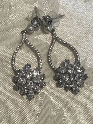 Pendientes Araña Estrás Cuelga Novia PAGENT Tono Plata Boda 4134 Foto 1 de 4