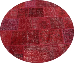 Unique Red Round Area Rug 5x5 Elevate Your Home with Bold Patterns Handmade rug - Picture 1 of 6