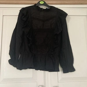 Dorothy Perkins Pure Cotton Black Blouse Size 12 - Picture 1 of 4