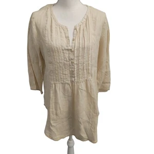 Calypso St. Barth Tunika Top 100% Leinen Creme Medium Bluse - Bild 1 von 5