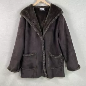 Covington Womens Faux Suede Penny Lane Afghan Coat Size 3X Brown Mob Wife - Picture 1 of 10
