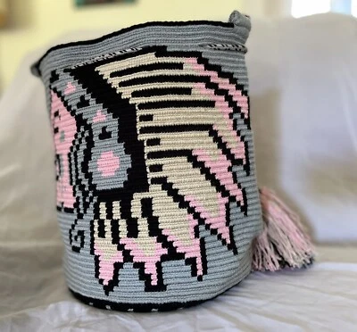 Bolso Bandolera Wayuu Mochila Colombiano Boho Bucket Marrón Foto 1 de 4