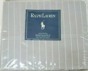 NUOVO Ralph Lauren Home grigio grattacielo gessato doppio lenzuolo piatto RARO VINTAGE - Foto 1 di 4