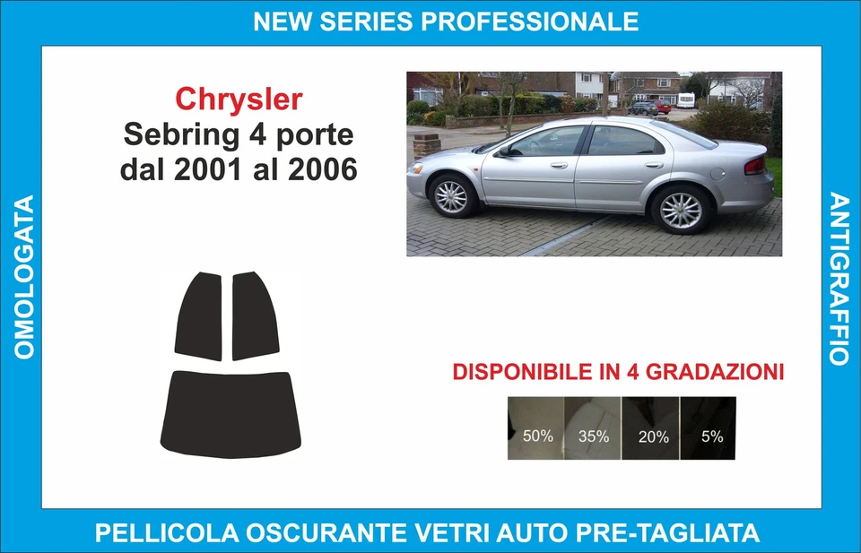 pellicole oscuranti vetri compatibili con chrysler sebring 4p dal 2001-06 post - Imagen 1 de 1