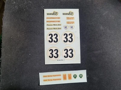 Russkit #33 Porsche & BZ BRM Owen Racing - Slot Car Decals - Unused - Image 1 of 4
