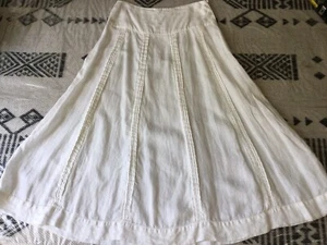 NWT 120% Lino women 100% Linen white pintack Skirt Made in Italy size 44 - Picture 1 of 13