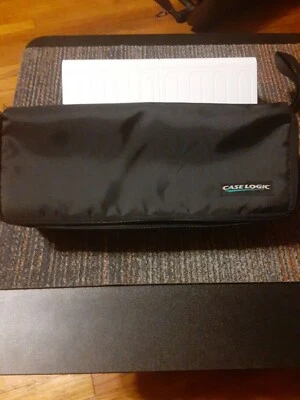 VINTAGE CASE Logic 15 Cassette Tapes Holder Black w/Zipper & Strap nylon used - Image 1 of 4