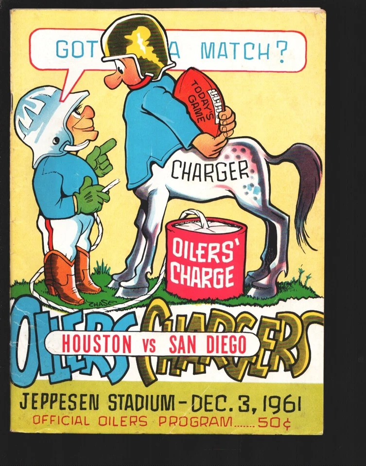 Houston Oilers vs San Diego Chargers AFL Football Game Program 12/3/1961-Geor... - Image 1 of 1