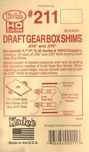 HO Scale Kadee #211 Styrene Gearbox Shims .010in & .015in (20)pcs - Imagen 1 de 1