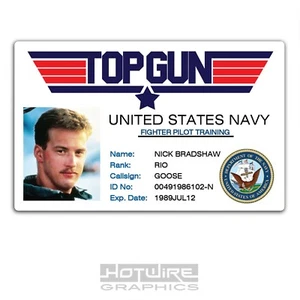 Plastic ID Card (TV Series Prop) - TOP GUN Goose Navy School Pass 80s Film TV - Picture 1 of 2