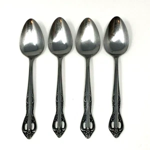 United Silver Stainless Acadia Glossy Pierced Teaspoons Set of 4 Japan - Picture 1 of 4